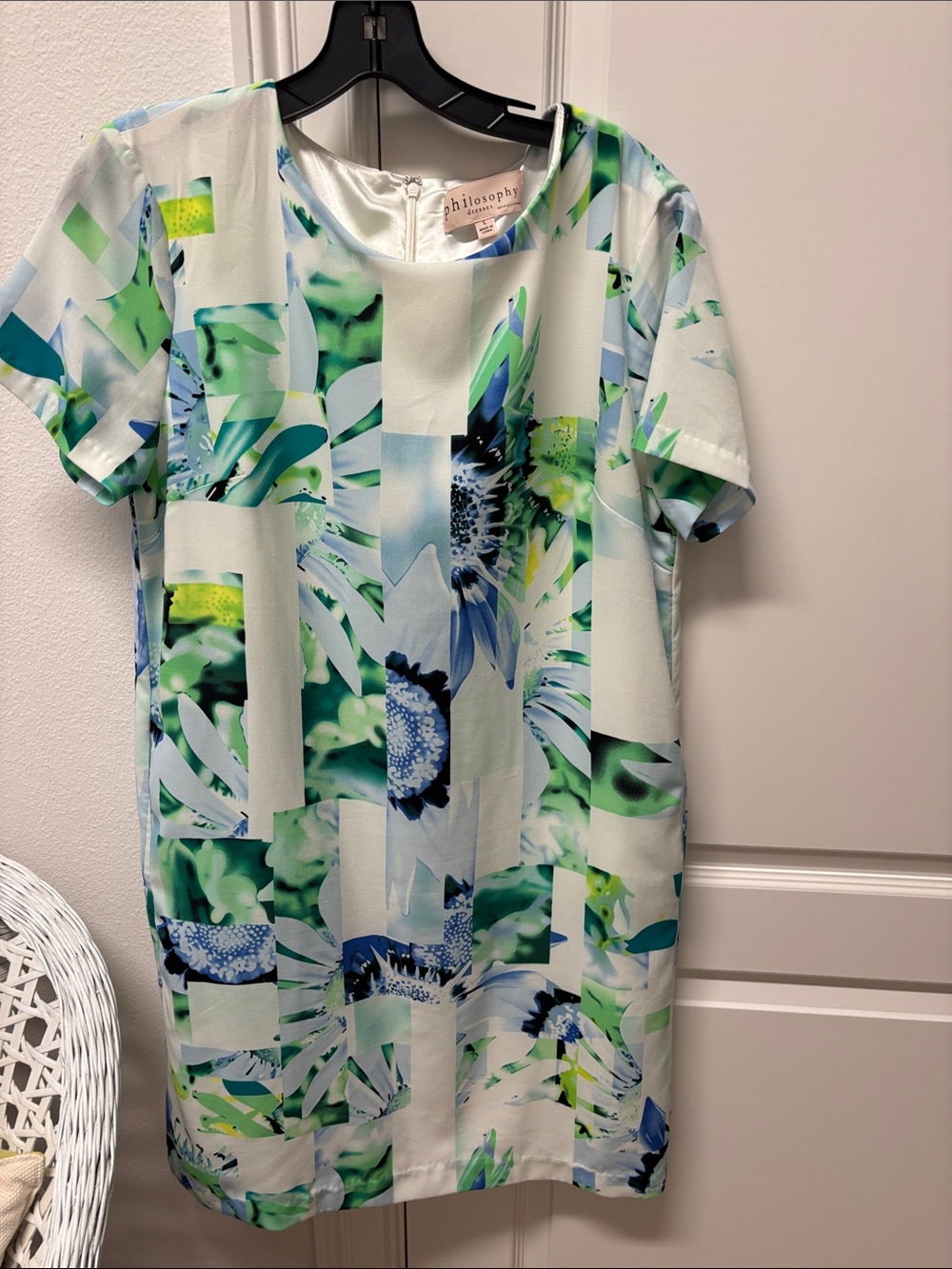 Philosophy Mint, Green & Blue Floral Graphic Shift Dress